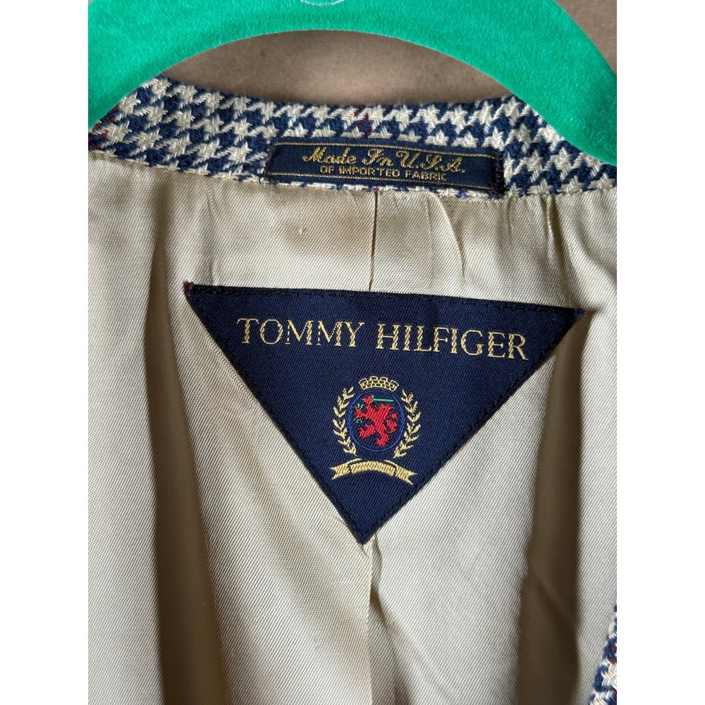 Tommy Hilfiger Houndstooth‎ Blazer Menswear Jacket 42R Made in USA Wool Blend